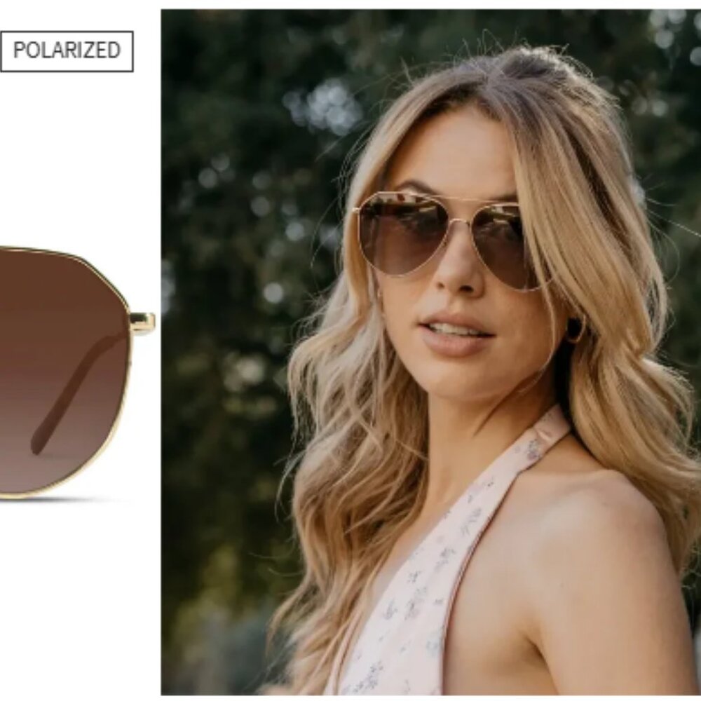 [WMP] Ramsay Polarized Aviator sunglasses - gold frame / brown lens
